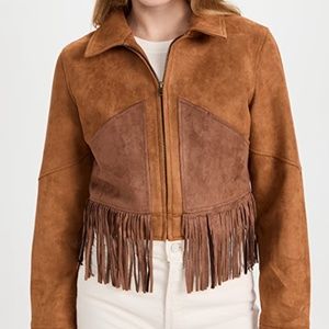 Mother Brown Peaking Fringe Jacket- Size S